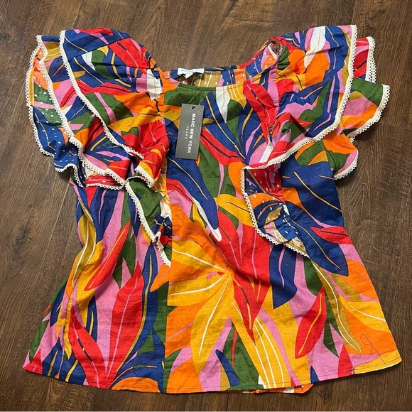 Marc New York Tops - Marc New York Super Colorful Ruffle Top NWT